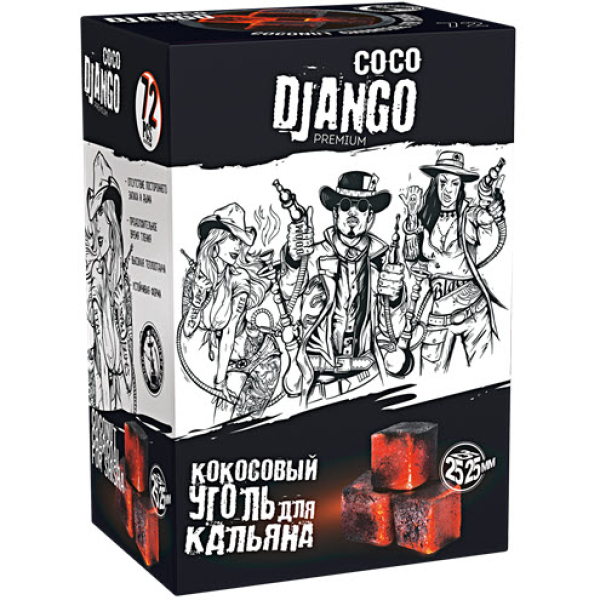 Уголь Coco Django 25мм для кальяна - 1кг (72 шт) в Ростове-на-Дону