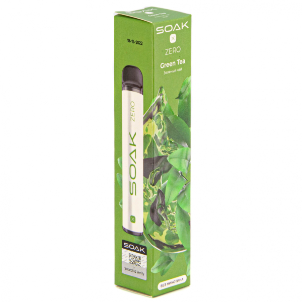 SOAK X ZERO Green tea 1500 затяжек (без никотина) в Ростове-на-Дону