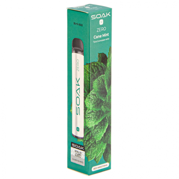 SOAK X ZERO Cane mint 1500 затяжек (без никотина) в Ростове-на-Дону