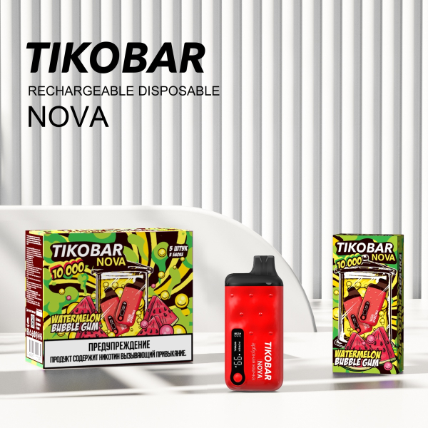 Электронка Tikobar Nova Арбузная Жвачка 10000 Затяжек в Ростове-на-Дону