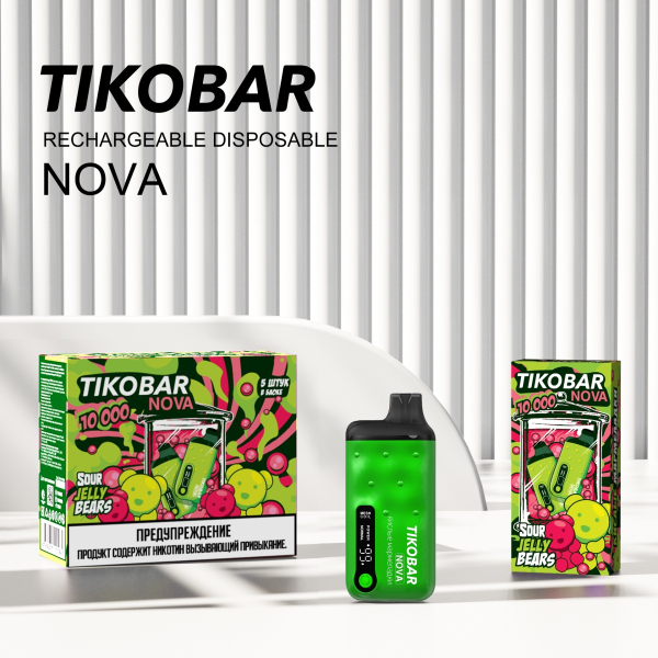 Электронка Tikobar Nova Кислые Мармеладки 10000 Затяжек в Ростове-на-Дону