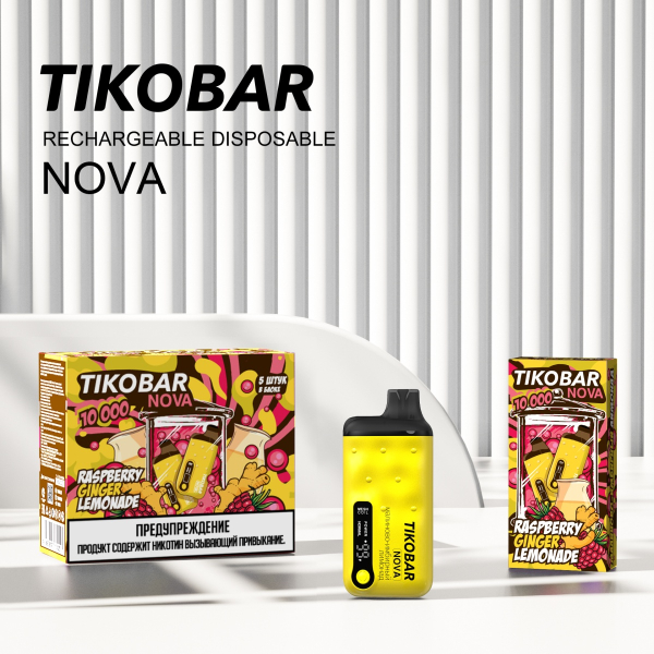 Электронка Tikobar Nova Малиново-Имбирный Лимонад 10000 Затяжек в Ростове-на-Дону