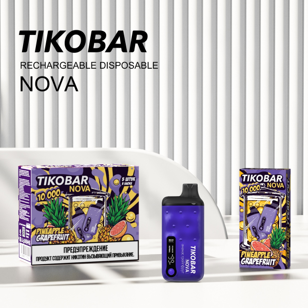 Электронка Tikobar Nova Ананас Грейпфрут 10000 Затяжек в Ростове-на-Дону