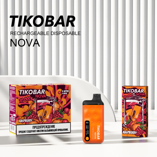 Электронка Tikobar Nova Персик Малина 10000 Затяжек в Ростове-на-Дону