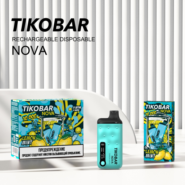 Электронка Tikobar Nova Лимон Мята 10000 Затяжек в Ростове-на-Дону