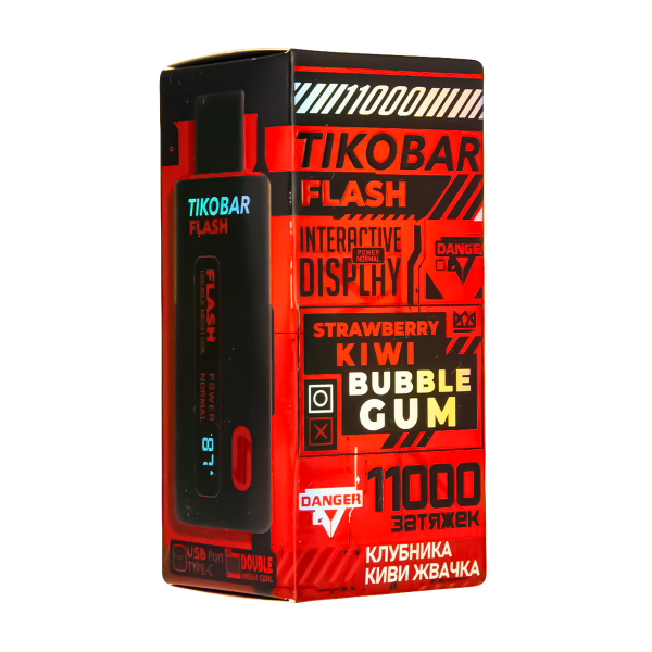 Электронка Tikobar Flash Клубника Киви Жвачка 11000 Затяжек в Ростове-на-Дону