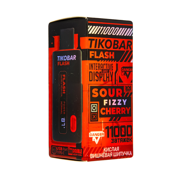 Электронка Tikobar Flash Кислая Вишнёвая Шипучка 11000 Затяжек в Ростове-на-Дону