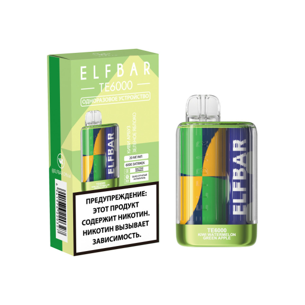 ЭСДН ELF BAR Te Киви Арбуз Зеленое Яблоко 6000 затяжек в Ростове-на-Дону