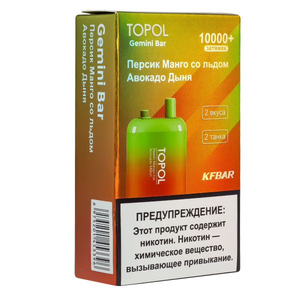 Электронка Topol Gemini Bar Peach Mango Ice | Avocado Melon 10000 тяг в Ростове-на-Дону